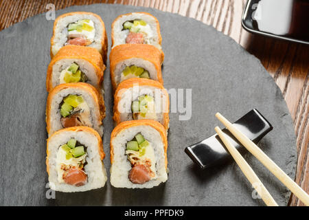 Tofu und Unagi sauce Rollen Stockfoto