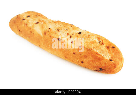 französische Zwiebel Baguette, isoliert auf weißem Hintergrund Stockfoto