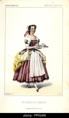 Mlle. Lefebvre in der Titelrolle von "adelon", eine komische Oper von Francois Bazin, 1852. Constance-Caroline Lefebvre-Faure (1828-1905) war ein französischer Mezzosopran. . Papierkörbe Lithographie von Alexandre Lacauchie von 'Galerie Dramatique: Kostüme des Theater de Paris" Ca. 1860. Stockfoto