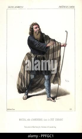 Massol in der Rolle des Absverus (Ashverus) von "Le Juif Errant." Eugene Etienne Auguste Flora (1802-1887) war eine bemerkenswerte Französische Bariton und sang bei der Premiere der Oper im Jahre 1852.. Papierkörbe Lithographie von Alexandre Lacauchie von 'Galerie Dramatique: Kostüme des Theater de Paris" Ca. 1860. Stockfoto