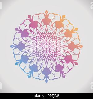 Runde gradient Mandala auf weißem Hintergrund isoliert. Vintage dekorative Elemente Stock Vektor