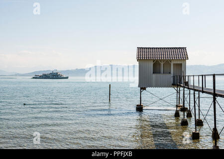 Badehaus, Wasserburg, Bodensee, Bayern, Deutschland Stockfoto