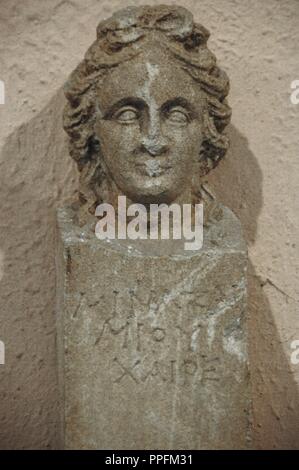 Büste von Hermes. 3. Jahrhundert vor Christus. Skulptur aus Gjyral (Elbasan). Nationales Archäologisches Museum. Tirana. Albanien. Stockfoto