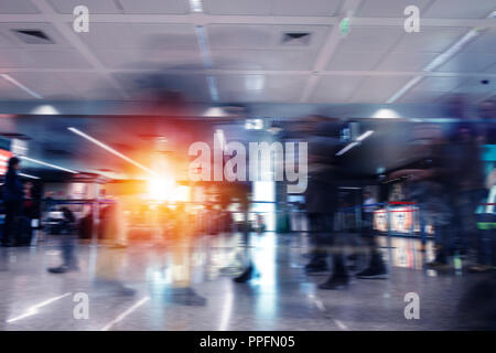 Modernen Flughafen mit blur Effekte. Double Exposure Stockfoto