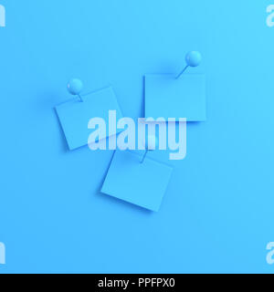 Hinweise zur hellen blauen Hintergrund. Minimalismus Konzept. 3D-Rendering Stockfoto