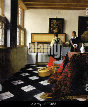 Johannes Vermeer - Dame an der jungfräulichen mit einem Herrn, "Die Musikstunde". Circa 1662-1665. Öl auf Leinwand. Royal Collection des Vereinigten Königreichs. Stockfoto