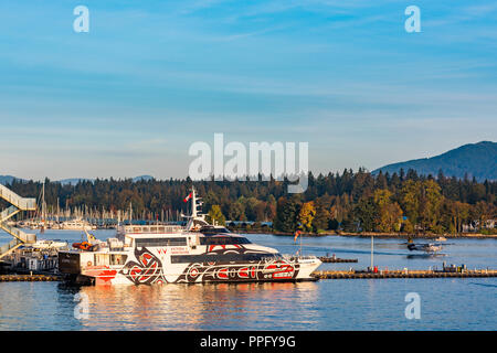 Der V2V-Empress, Victoria, Vancouver Passagierfähre, Coal Harbour, Vancouver, British Columbia, Kanada. Stockfoto