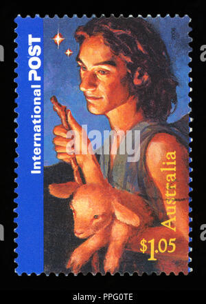 Australien - ca. 2006: einen Stempel in den Australien gedruckten zeigt Schäfer und Lamm, Weihnachten, ca. 2006 Stockfoto