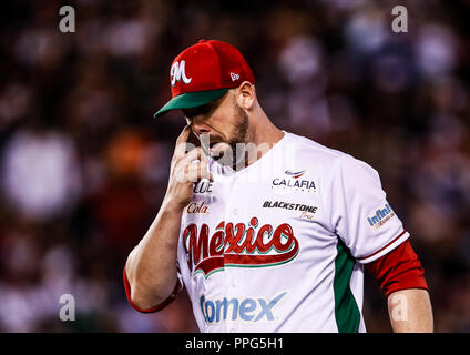 Derrick Loop Krug Hospicio.. Acciones, durante el Partido de Beisbol de la Serie del Caribe con El Encuentro entre Tomateros de Culiacan Mexiko Stockfoto