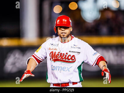 Fernando Perez.. Acciones, durante el Partido de Beisbol de la Serie del Caribe con El Encuentro entre Tomateros de Culiacan Mexiko contra los Ca Stockfoto