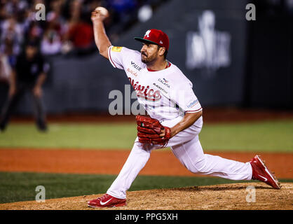 Rolando Valdez Krug abridor de Mexico. Acciones, durante el Partido de Beisbol de la Serie del Caribe con El Encuentro entre Tomateros de Culiaca Stockfoto