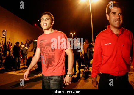 Julii Cesar Chavez Jr, Boxen acompañado del politisch Epifanio Salido en el aeropuerto de Hermosillo, Sonora, Mexiko. Stockfoto