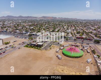 Vista aérea de La Carpa de Circo Atayde, en Los Campos de futbol Lanix de Hermosillo, Sonora, Mexiko. Foto: (NortePhoto/LuisGutierrez) ... Schlüssel Stockfoto