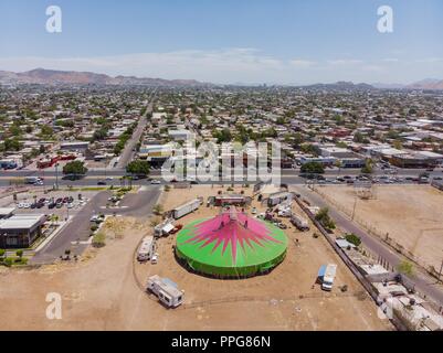 Vista aérea de La Carpa de Circo Atayde, en Los Campos de futbol Lanix de Hermosillo, Sonora, Mexiko. Foto: (NortePhoto/LuisGutierrez) ... Schlüssel Stockfoto