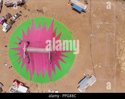 Vista aérea de La Carpa de Circo Atayde, en Los Campos de futbol Lanix de Hermosillo, Sonora, Mexiko. Foto: (NortePhoto/LuisGutierrez) ... Schlüssel Stockfoto