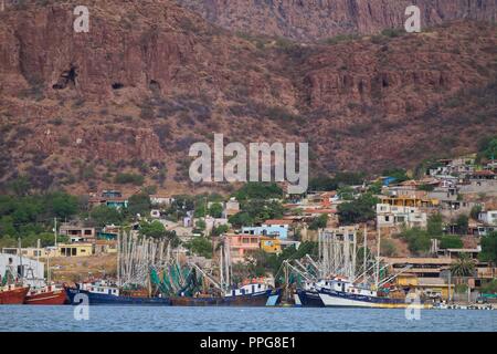 Bericht der Fischerhafen von Guaymas Sonora. Reportaje del Puerto pesquero de Guaymas Sonora. Stockfoto