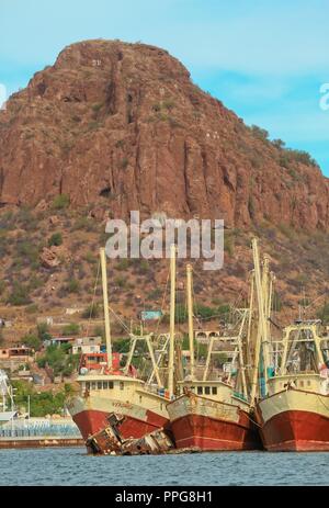 Bericht der Fischerhafen von Guaymas Sonora. Reportaje del Puerto pesquero de Guaymas Sonora. Stockfoto