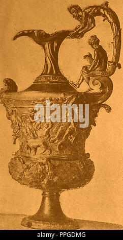 Ein frühes Beispiel der italienischen Renaissance Metall - Arbeit - eine Bronze Vase von Benvenuto Cellini, Goldschmied, Bildhauer, Maler (1925 Abbildung) Stockfoto