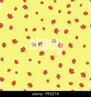 Maple Leaf red nahtlose Muster. Abbildung. Gelber Hintergrund. Stockfoto