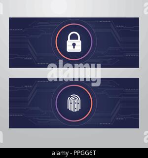 Cyber Security Lock-Fingerabdruck Access Card Template Design Stock Vektor