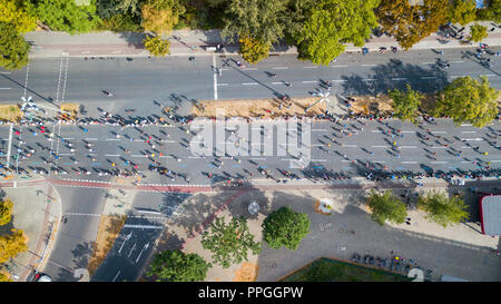 Luftbild des Berlin Marathon, 2018, Berlin, Deutschland Stockfoto