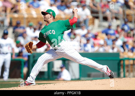 Hector Daniel Rodrigez Krug derrotado de Mexico, durante el San Blas Mexico vs Dodgers de la previo al Classic Mundial de Beisbol 2013, Camelbac Stockfoto