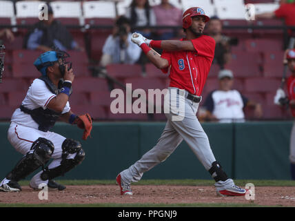 Eddie Rosario de Puerto Rico, durante el Partido de Beisbol de la Serie del Caribe entre Kuba vs Puerto Rico en El Nuevo Estadio de los Tomateros en C Stockfoto