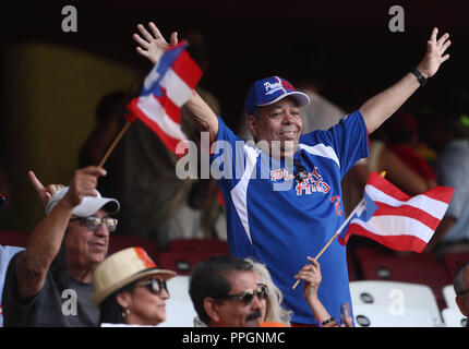 Afición de Puerto Rico, durante el Partido de Beisbol de la Serie del Caribe entre Kuba vs Puerto Rico en El Nuevo Estadio de los Tomateros en Culiac Stockfoto
