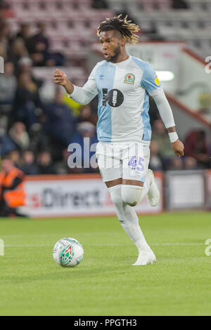 Bournemouth, UK. 25. September 2018. Kasey Palmer von Blackburn Rovers während der efl Carabao Cup 3.Runde zwischen AFC Bournemouth und die Blackburn Rovers in der Vitalität Stadion, Bournemouth, England am 25. September 2018. Foto von Simon Carlton. Nur die redaktionelle Nutzung, eine Lizenz für die gewerbliche Nutzung erforderlich. Keine Verwendung in Wetten, Spiele oder einer einzelnen Verein/Liga/player Publikationen. Credit: UK Sport Pics Ltd/Alamy leben Nachrichten Stockfoto