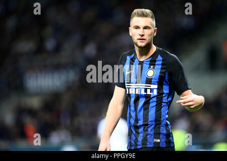 Mailand, Italien. 25. September, 2018. Mailand Skriniar des FC Internazionale während der Serie A-Spiel zwischen FC Internazionale und ACF Fiorentina. Credit: Marco Canoniero/Alamy leben Nachrichten Stockfoto