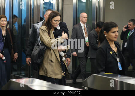 New York, USA. 25. September, 2018. NOVA YORK, EUA, 25.09.2018 - ASSEMBLÉIA - ONU-A Primeira - ministra da Nova Zelândia, Jacinda Ardern durante 73 Sessão da Assembléia Geral da onu na Sede das Nações Unidas em Nova York nesta Quinta da Terça sehr wohl fühlte - Feira, 25. (Foto: Vanessa Carvalho/Brasilien Foto Presse/Folhapress) Credit: Brasilien Foto Presse/Alamy leben Nachrichten Stockfoto