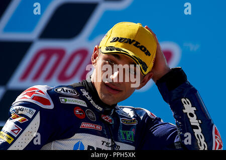 Jorge Martin (88) von Spanien und Del Conca Gresini Moto3 während des Rennens Tag des Gran Premio Movistar de Aragon der Weltmeisterschaft der MotoGP im Motorland Aragon Circuit am 23. September 2018 in Alcaniz, Spanien. Stockfoto