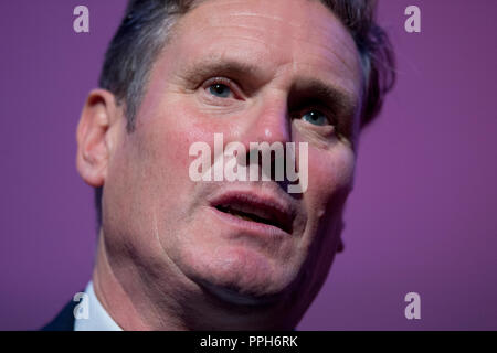 Liverpool, Großbritannien. 26. September 2018. Keir Starmer, Schatten Staatssekretär für die Europäische Union und Arbeit MP für Holborn und St Pancras nimmt an der Konferenz der Labour Party in Liverpool. © Russell Hart/Alamy Leben Nachrichten. Stockfoto