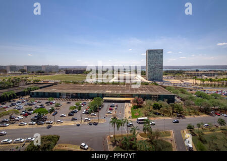 Luftaufnahme von Brasilia und National Congress - Brasilia, Distrito Federal, Brasilien Stockfoto