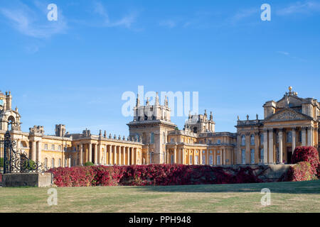 Am späten Nachmittag Sonnenlicht in Blenheim Palace im Herbst. Blenheim Palace, Woodstock, Oxfordshire, England Stockfoto