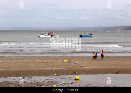 Hafen Strand bei Ebbe, New Quay, Cardigan Bay, Ceredigion, Wales, Großbritannien, USA, UK, Europa Stockfoto