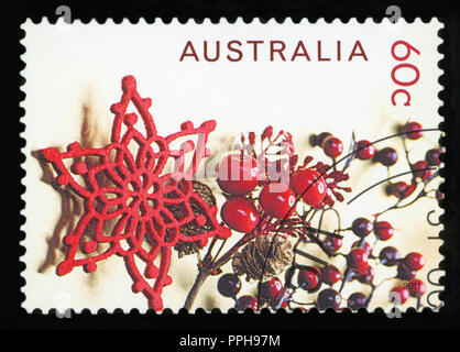 Australien - ca. 2011: eine stornierte Briefmarke aus Australien zeigt, Weihnachtsschmuck, in 2011. Stockfoto