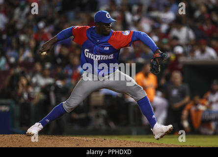 Rene Reyes de Venezuela, durante el Partido de Beisbol de la Serie del Caribe entre Alazanes de Granma Kuba vs las Águilas del Zulia Venezuela en el N Stockfoto