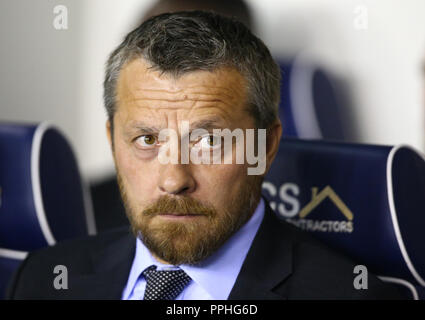 Fulham Manager Slavisa Jokanovic während Carabao Cup 3.Runde zwischen Millwall und Fulham an der Höhle Boden, London, England am 25. September 2018. Stockfoto