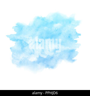 Aquarell blau Farbe Textur auf weißem Hintergrund. Zusammenfassung Hintergrund. Stockfoto