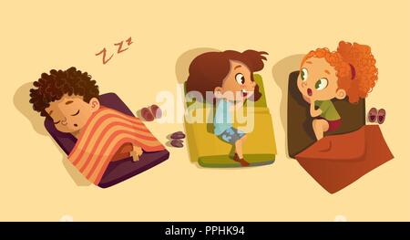 Kindergarten Mittagsschlaf Kid Vector Illustration. Vorschule