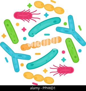 Probiotika Bakterien und Keime Icon Design. Gesunde Ernährung Bestandteil für die menschliche Gesundheit. Stock Vektor