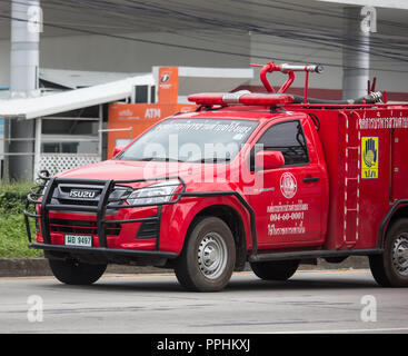 Chiangmai, Thailand - 20. August 2018: Fire Truck von Pong Yang Kleinstadt administrative Organisation. Auf der straße Nr. 1001, 8 km von Chiangmai Busines Stockfoto