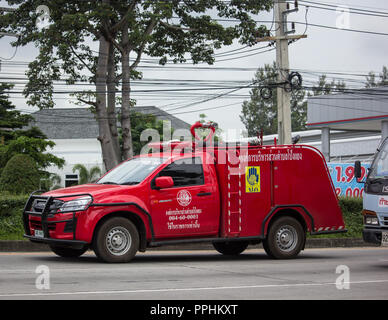 Chiangmai, Thailand - 20. August 2018: Fire Truck von Pong Yang Kleinstadt administrative Organisation. Auf der straße Nr. 1001, 8 km von Chiangmai Busines Stockfoto