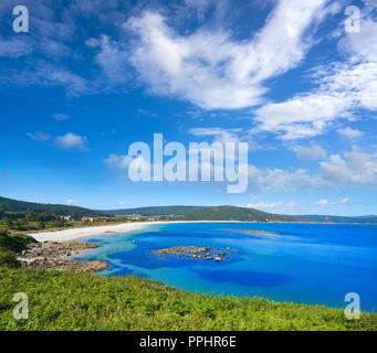 Luftaufnahme von Finisterre langosteira Strand in Galicien Spanien Stockfoto