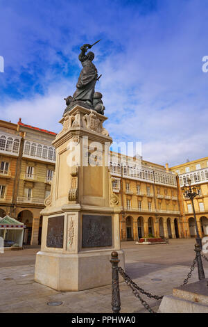 La Coruna Maria Pita Square Denkmal in Galicien Spanien Stockfoto