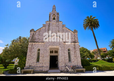 Die Insel La Toja Toxa Kapelle aus Muscheln in Pontevedra Galicien Spanien Stockfoto