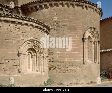 Exterieur - ABSIDES DE LA IGLESIA-S XII-. Lage: MONASTERIO DE SANTA MARIA. VILLANUEVA DE SIGENA. HUESCA. Stockfoto