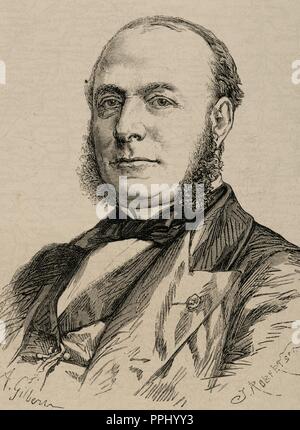 Adolphe Billault (1805-1863). Französischer Politiker. Gravur der Illustration, Journal Universel, 1870. Stockfoto