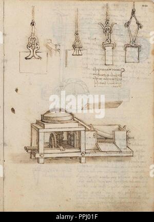 Seite 22 DER VERTRAG VON STATIK UND MECHANIK - Manuskript - 15. JAHRHUNDERT - italienische Renaissance. Autor: LEONARDO DA VINCI. Lage: Biblioteca Nacional - coleccion. MADRID. Spanien. Stockfoto